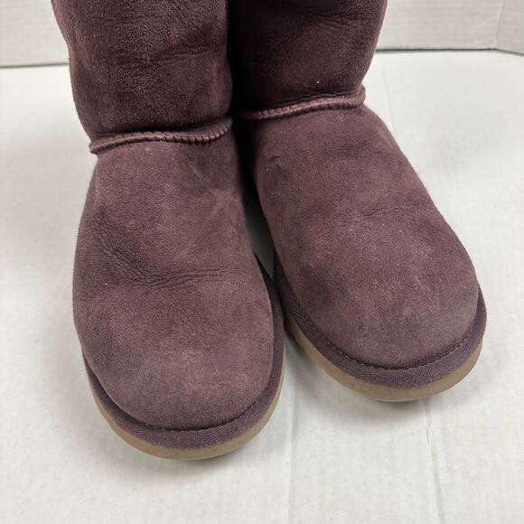 Ugg Bailey Bow Purple Mid Boots Sheepskin Suede Shearling Size 7 - Picture 7 of 14
